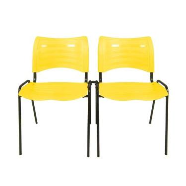 Imagem de Kit 2 Cadeiras Iso Turim plastica Igreja Recepção Escola Amarela com c