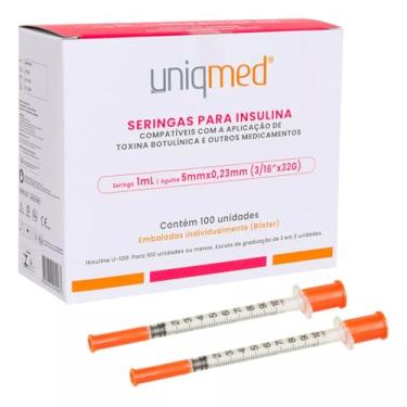 Imagem de SERINGA PARA TOXINA INSULINA UNIQMED 100UN 1,0ML 5X0,23 32G Tamanho:1,0ML 5X0,23MM 32G TOXINA