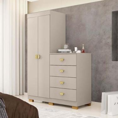 Imagem de Cômoda Guarda-Roupa Cristal 4 Gavetas 2 Portas Fendi - Vila Rica