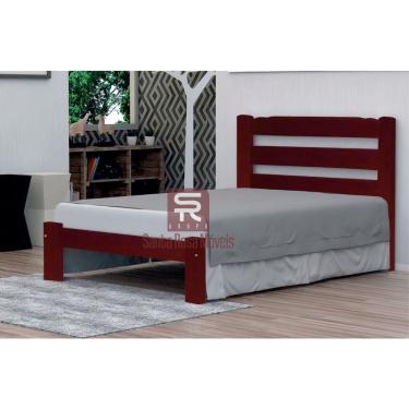 Imagem de Cama de Casal Luna de Madeira Maciça Tauari - Cor Mogno