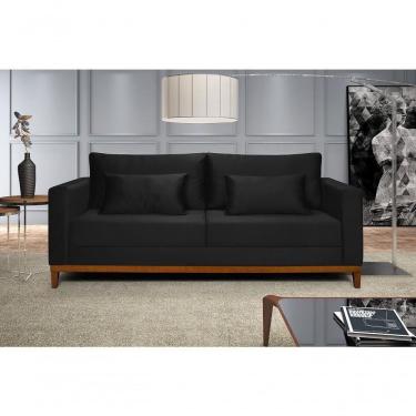 Imagem de Sofá Bahamas 1,70 Veludo Living Fixo Império Veludo Preto 176