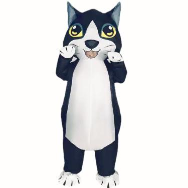 Imagem de Fantasia inflável de gato para adultos, fantasias engraçadas de Halloween, cosplay, fantasia, fantasia de animal inflável, para mulheres e homens (preto)