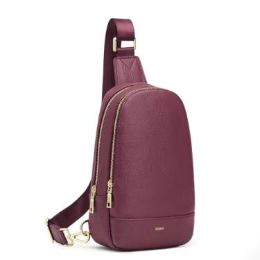 Imagem de Kattee Bolsa tiracolo feminina, pochete de couro macio para mulheres, bolsa transversal pequena com bloqueio de RFID, Roxo escuro, Small, Casual
