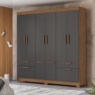 Imagem de Guarda-roupa 8 Portas 4 Gavetas Mdp Curitiba JATOBÁ/GRAFITTE