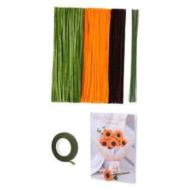 Imagem de UGPLM Limpadores de cachimbo Craft Supplies Fios florais Ornamento Arranjo floral Diy Flower Bouquet Kit Presente de casamento para amigos da família, Kit para 5 Girassóis