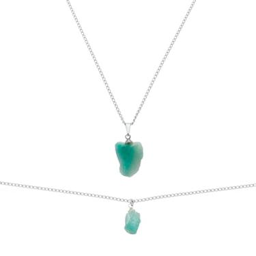Imagem de Tornozeleira + colar pingente pedra natural Esmeralda bruta