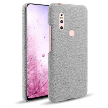 Imagem de Capa para vivo V15,Capa desenhada em lona,Case Protetora Ultrafina com Empunhadura Macia,Design em Tecido Antichoque e Antiarranhões-Light gray