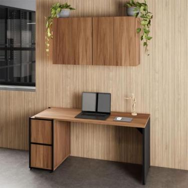 Imagem de Mesa Escrivaninha 150cm e 2 Armários Aéreos 4 Portas F5 - F5 Office G,