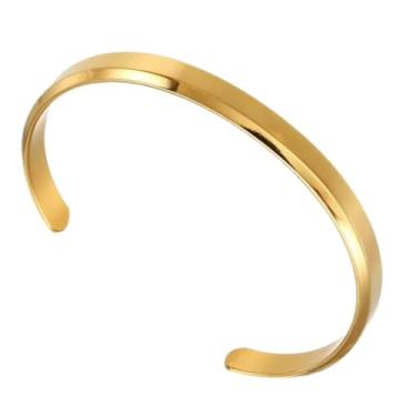 Imagem de Bracelete Pulseira Masculina Ajustável Em Aço Titânio Antialérgico, Não Oxida, Enferruja Ou Descasca, Ideal Para Look Social E Casual, Com Saquinho De Veludo Para Presente - DAZZELI (DOURADO)