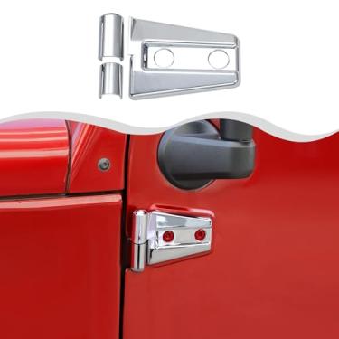 Imagem de HTHE Capa de dobradiça de porta de carro para portas externas de carro compatível com acessórios externos Jeep Wrangler JK 2007-2017 (ABS 3 peças lado esquerdo)