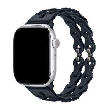 Imagem de Pulseira Silicone Maleável Conclave Compatível com Apple Watch (Azul Meia-Noite, 44/45/46/49mm)