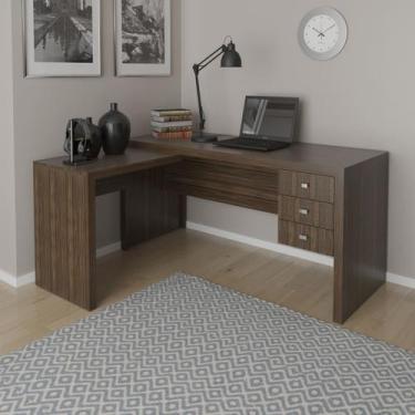 Imagem de Mesa para Escritório com Mesa de Apoio e 3 Gavetas ME4106 Nogal - Tecn