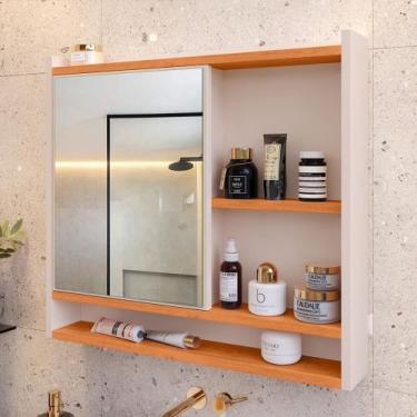 Imagem de Espelheira Para Banheiro Lavabo com Espelho com Nicho e 1 Porta Aqua O