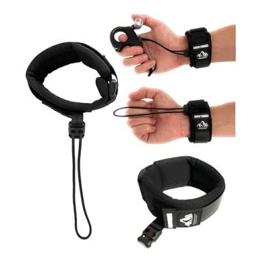 Imagem de Snowy Dunes Correia de pulso ajustável para tiro com arco para lançamentos portáteis (preto)