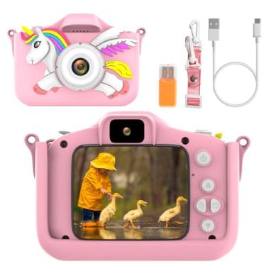 Imagem de Câmera infantil para meninas, meninos, crianças de 3 a 8 anos, selfie digital com cartão de 64 GB para filho, filha, neto, neta, presente de aniversário de Natal