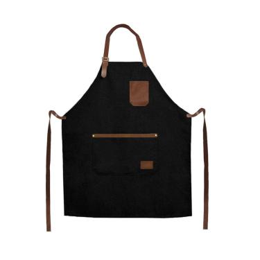 Imagem de Avental Preto Couro Marrom Barista Barbearia Chef Cozinha 1un