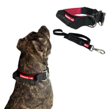 Imagem de Conjunto Coleira Segura com Alça + Guia Resistente para Cachorro - Can