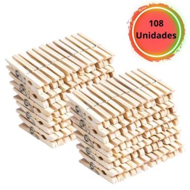 Imagem de Prendedor de Roupas de Madeira 108 unidades Madeira Ecológica - Prende