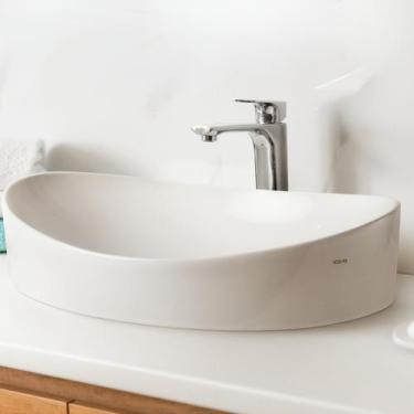 Imagem de Cuba de Apoio para Banheiro Oval 48x33 em Cerâmica Icasa