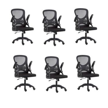 Imagem de Kit com 6 Cadeira Escritório Diretor Office Columbus com Tela Mesh Preto