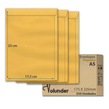 Imagem de Envelope 176 x 250 mm Saco Kraft KN 25 Ouro 250 Unidades - Volunder