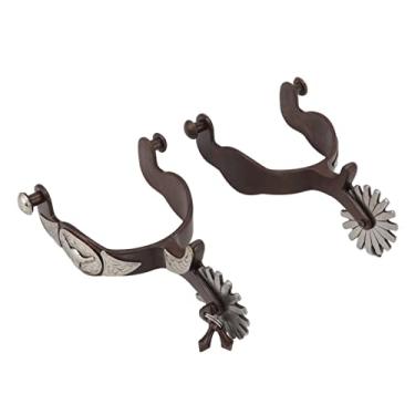Imagem de 2 PCS Cowboy Cavalo Spurs Outdoor Jardim Retro Spurs Saddlery Equipamento com vaca ícone Rustproof Aço Carbono Equitação Spurs para entusiastas equestres 15,5x11 centímetros