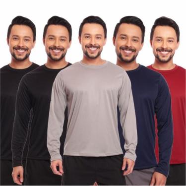 Imagem de Kit 5 Camisetas Masculina Proteção Solar Uv Manga Longa Segunda Pele -