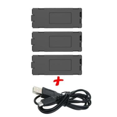 Imagem de Kit 3 Baterias + Cabo, Para Drones M5, M4, K10, K11, K12, K13, E88,E99