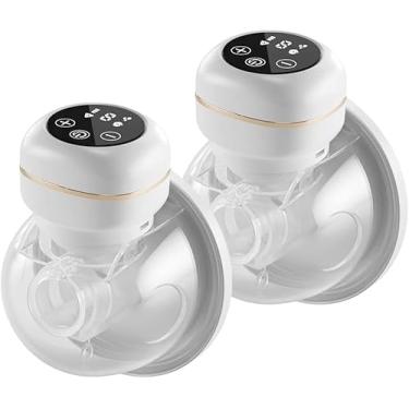 Imagem de Bomba Tira-Leite Elétrica Portátil Silenciosa Recarregável USB Coletor Leite Materno Mãos Livres Duplo Compacto 2 unidades