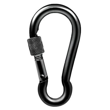 Imagem de PROND Mosquetões Com Trava, Mosquetão Para Serviço Pesado, Ganchos De Trava Parafuso Aço Inoxidável 316 (Preto - 1 Peça)