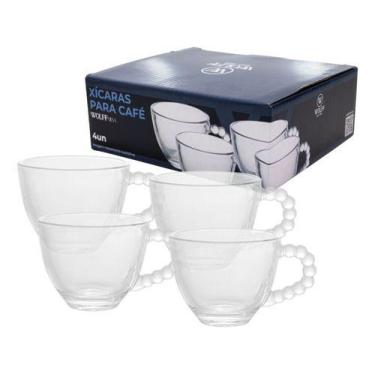 Imagem de Conjunto Xícaras Sem Pires De Cristal Bolinha 80ml Café Chá - Wolff