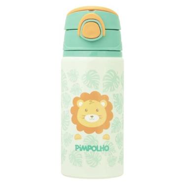 Imagem de Garrafa Alumínio 500ml com Canudo Silicone Verde Leão Pimpolho