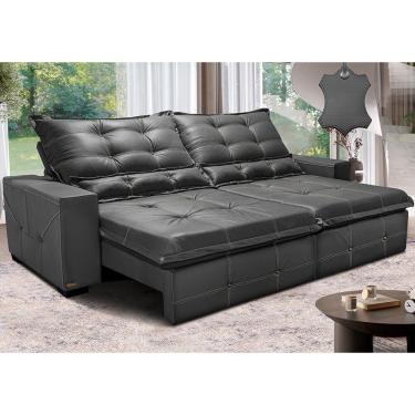 Imagem de Sofá de Couro Legítimo Retrátil e Reclinável 3,15m Cama inBox Toro. SoftGel D40