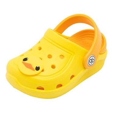 Imagem de Sandálias infantis sem cadarços confortáveis para meninas da Dripdrop para o jardim, chinelos para crianças, sandálias aquáticas, sapatos leves para o verão, piscina, praia (Bebê/Criança pequena), Amarelo, 9.5 Toddler