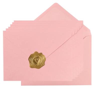 Imagem de 100 envelopes A7 rosa 12 x 18 cm para cartões comemorativos, aniversários, casamentos, cartões de convite para chá de bebê (14 x 18 cm)