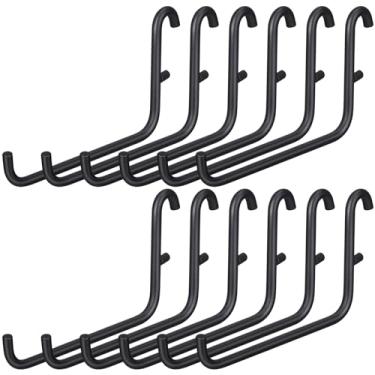 Imagem de GlikCeil 12 ganchos para quadro de pregadores, 6 x 9,5 centímetros, acessórios para quadro de pegboard compatíveis com IKEA Skadis Pegboard, conjunto de ganchos longos para placa de estamparia,