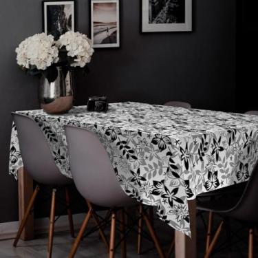 Imagem de Toalha de Mesa de Plástico Térmica Para 4 6 8 e 10 Lugares Grossa Várias Estampas Quadrada Decoração Cozinha(Floral Home-8 Lugares)