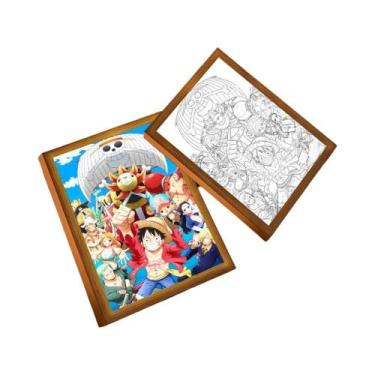 Imagem de One Piece Anime Zoro Luffy LED Night Light Pintura Moldura Decoração D