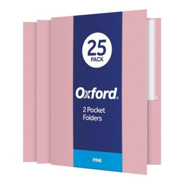 Imagem de Oxford Pastas de bolso duplo, papel texturizado, tamanho carta, rosa, comporta 100 folhas, caixa com 25 (57568EE)