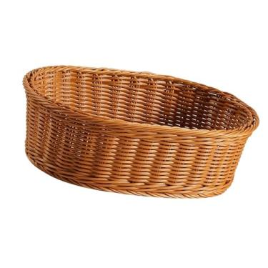 Imagem de Qianly Cesta de Vime Sintético para Armazenamento, Bandeja Oval, Organizador de Banheiro E Mesa, 34 Cm X 26 Cm X 10