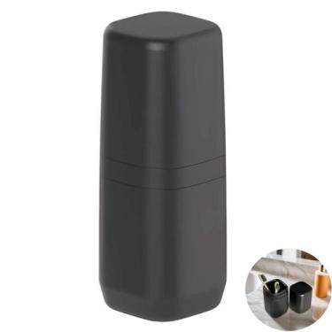 Imagem de Suporte Porta Escova de Dente Com Tampa Banheiro Preto - Aura PEA400PT