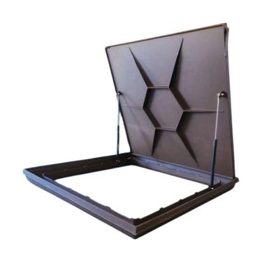 Imagem de Tampa Articulada Rebaixada Casa Máquinas Piscina 1,00x1,00m Invisivel Marrom