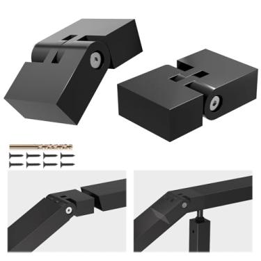 Imagem de Gyykzz Pacote com 2 conectores de pivô vertical preto de 100 mm x 23 mm x 53 mm para corrimão de alumínio, trilho de mão ajustável de 180°, bloco de conector POM de alta resistência para corrimão