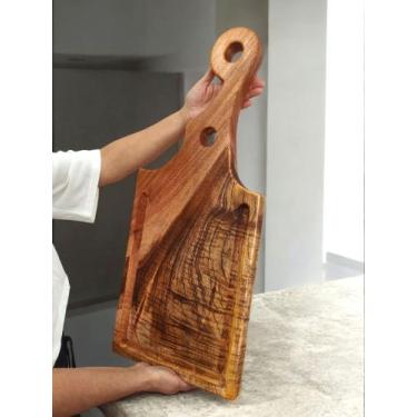 Imagem de Tabua Artesanal Rustica Madeira de Cortar Carne Churrasco - Mestre Chu