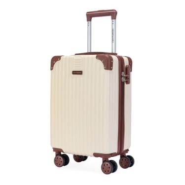 Imagem de Mala de Viagem Bordo ABS 20 Polegadas Rodas 360 Graus Leve Resistente Alça Regulável Cadeado (Bege)