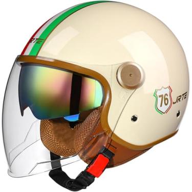 Imagem de Ope Face Motocicleta Meio Capacete Vintage Moto Jet Capacete Com Su Visor, Ece Aprovado Retro Street Scooter Moped 3/4 Half Face Capacetes, Z3, 57-62CM