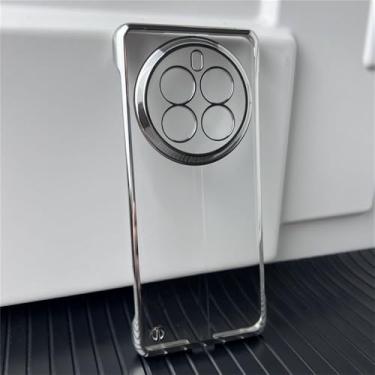 Imagem de Para OPPO Realme 12 Pro plus realme12pro sem moldura ultrafina capa de celular para PC rígido capa de celular à prova de choque capa traseira, prata, para Realme 12 Pro