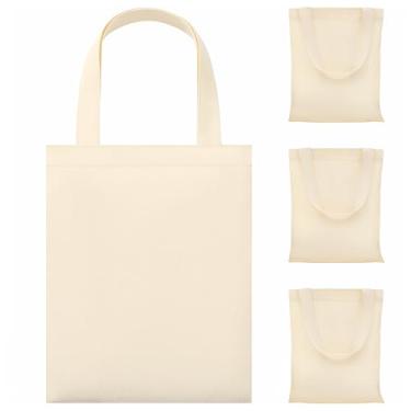 Imagem de Phicorn Sacola pequena de algodão – Pacote com 4 sacolas de lona em branco de 22,4 x 28 cm para artesanato, pintura, sacolas de presente e projetos personalizados