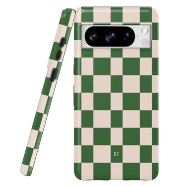 Imagem de uCOLOR Capa projetada para Google Pixel 8 Pro, design à prova de choque, fina, elegante, durável, capa de telefone antiderrapante, recortes precisos para câmera (xadrez verde, Google Pixel 8 Pro 6,7