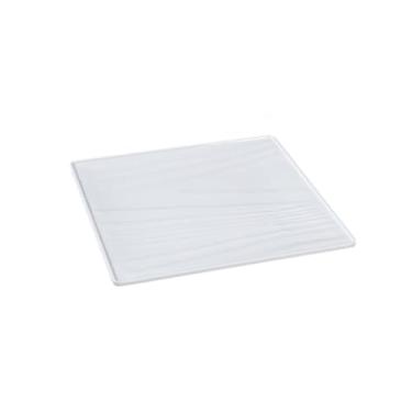 Imagem de Prato de bife de padrão ondulado hexagonal de imitação de porcelana minimalista estilo europeu - prato quadrado ondulado de 21,6 cm